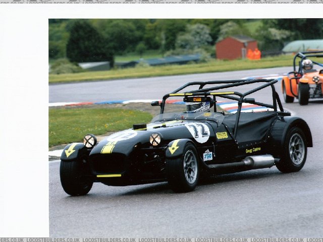 Gregg at thruxton with the car in its new colour scheme