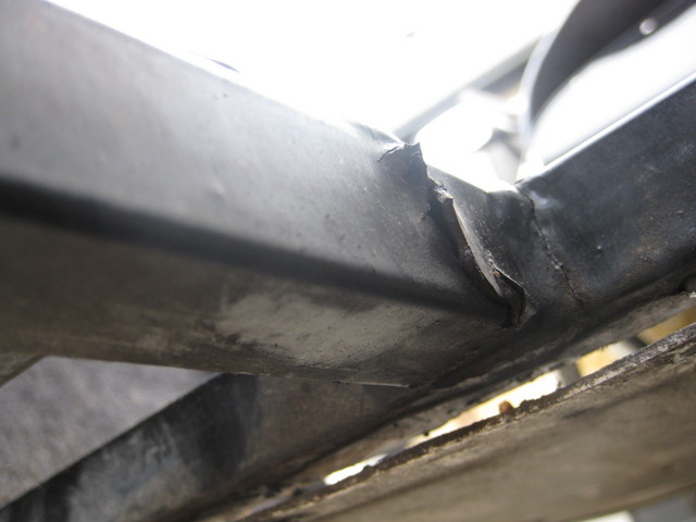 Broken lower rear chassis rail