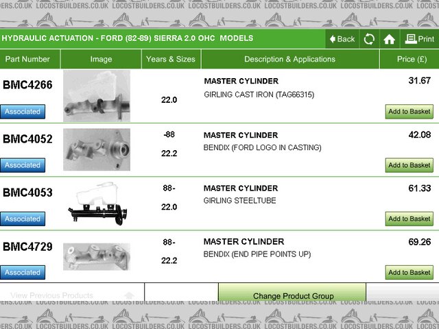Sierra Master Cylinders